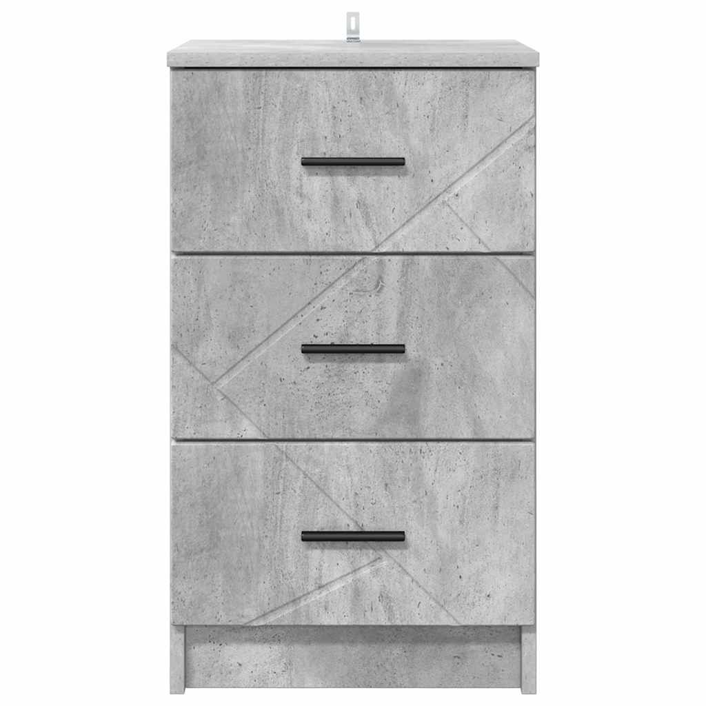 Armadio da Notte con cassetto Grigio cemento 38 x 38 x 66 cm