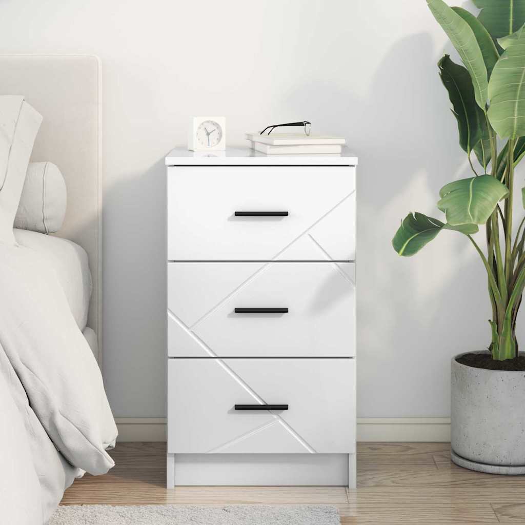 Armadio da Notte con cassetto Bianco lucido 38 x 38 x 66 cm