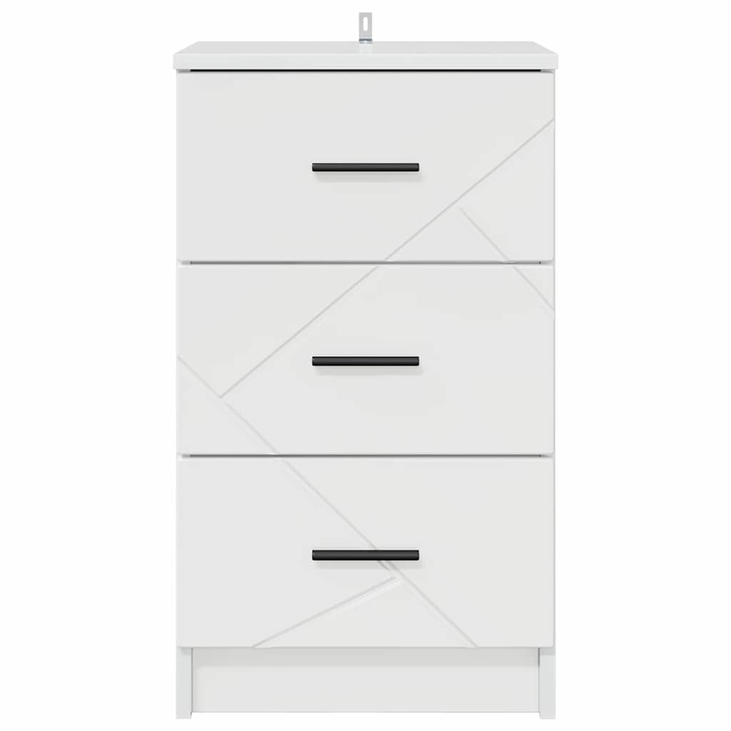 Armadio da Notte con cassetto Bianco lucido 38 x 38 x 66 cm