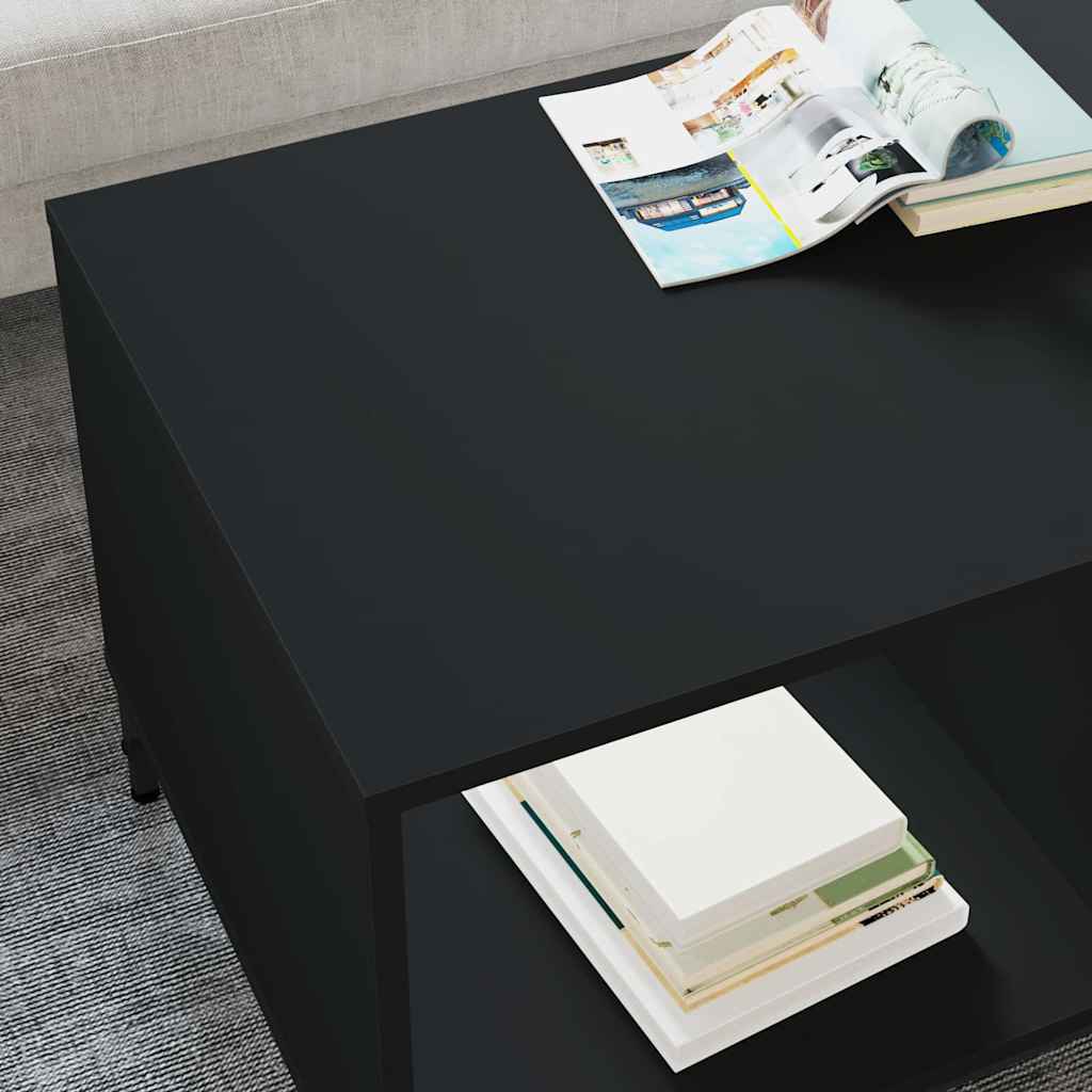 Tavolino da salotto con cassetto Rovere Nero 90 x 49 x 46 cm