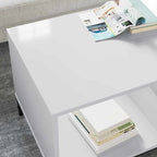 Tavolino da salotto con cassetto Bianco Lucido 90 x 49 x 46 cm
