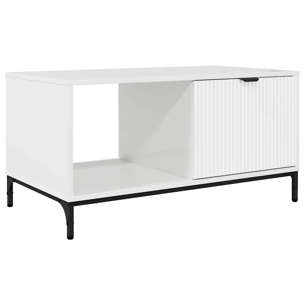 Tavolino da salotto con cassetto Bianco Lucido 90 x 49 x 46 cm