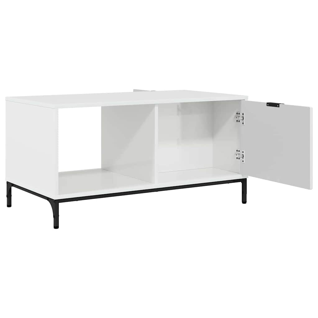 Tavolino da salotto con cassetto Bianco Lucido 90 x 49 x 46 cm