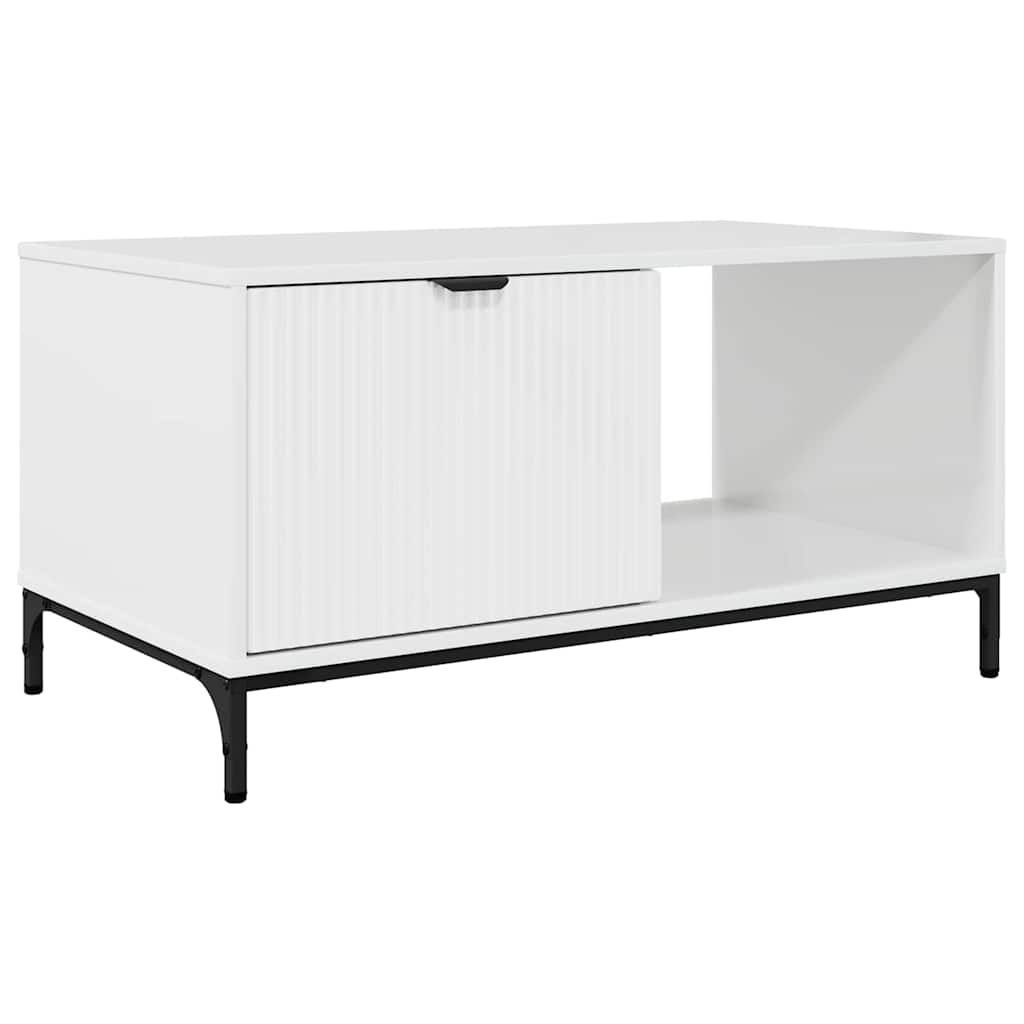 Tavolino da salotto con cassetto Bianco Lucido 90 x 49 x 46 cm