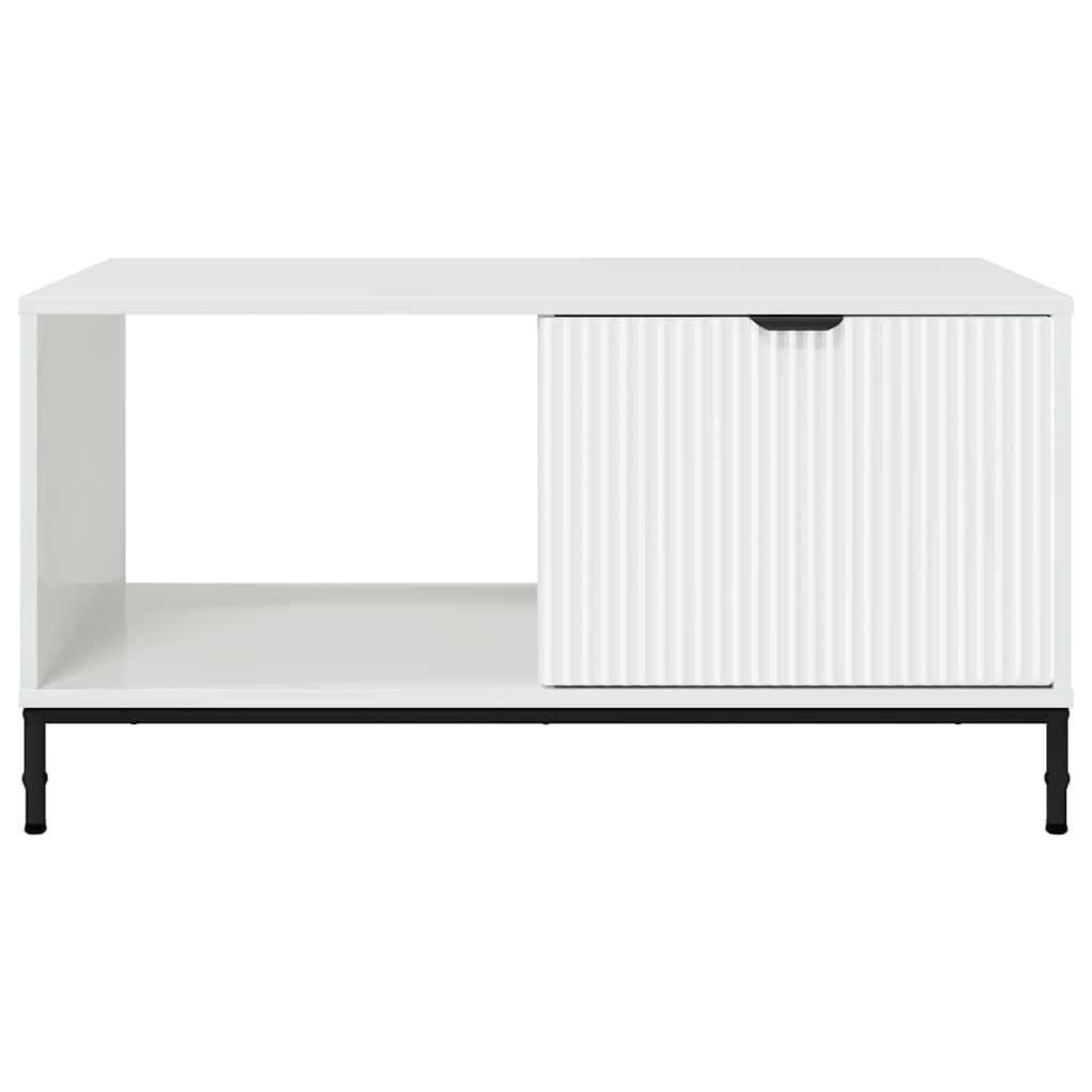 Tavolino da salotto con cassetto Bianco Lucido 90 x 49 x 46 cm