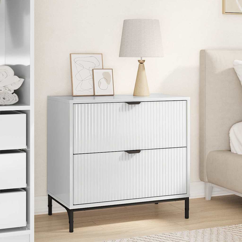 Comodino Bianco lucido 63.5 x 36 x 61 cm Legno multistrato