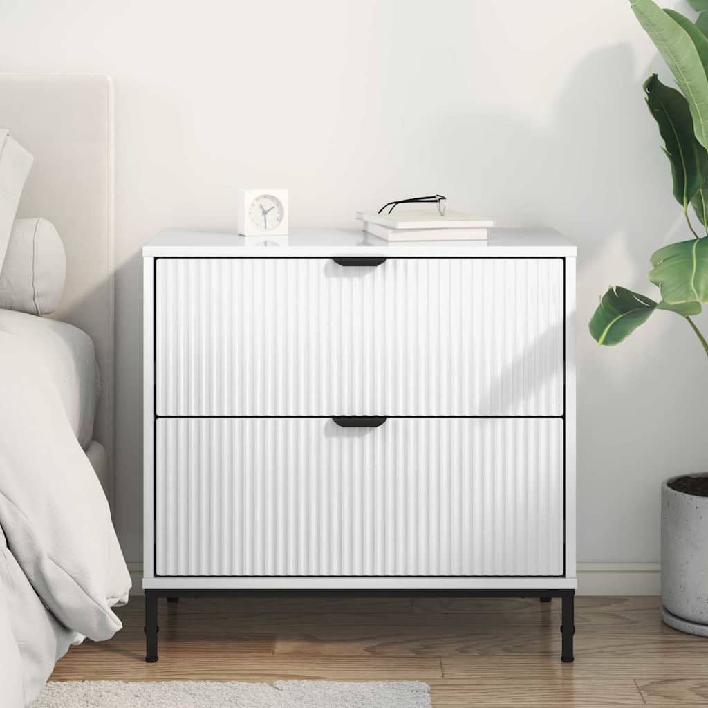 Comodino Bianco lucido 63.5 x 36 x 61 cm Legno multistrato