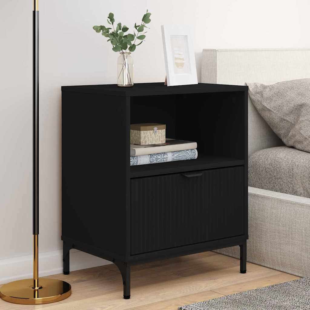 Armadio da Notte 2 pcs Nero 49 x 36 x 61 cm Legno multistrato
