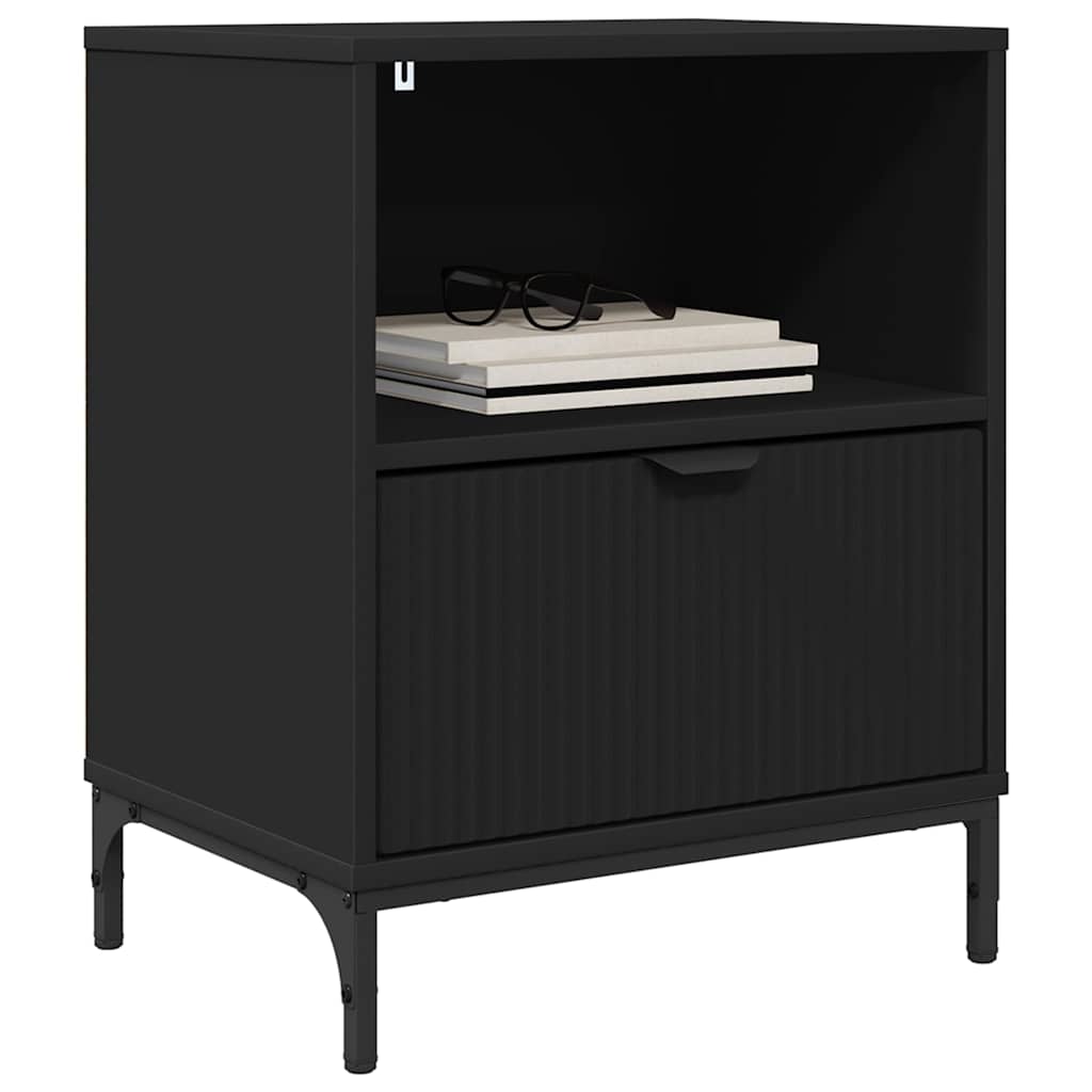 Armadio da Notte 2 pcs Nero 49 x 36 x 61 cm Legno multistrato