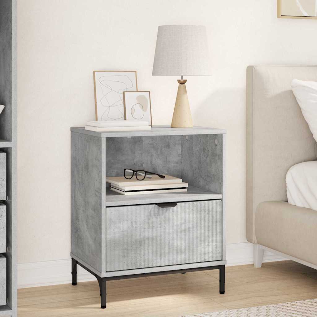 Armadio da Notte con cassetto Grigio cemento 49 x 36 x 61 cm