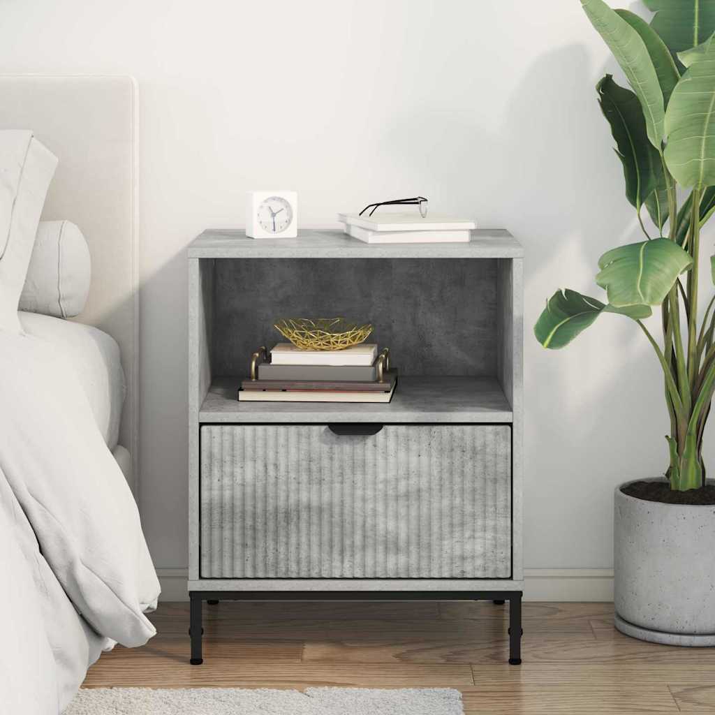 Armadio da Notte con cassetto Grigio cemento 49 x 36 x 61 cm