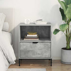 Armadio da Notte con cassetto Grigio cemento 49 x 36 x 61 cm