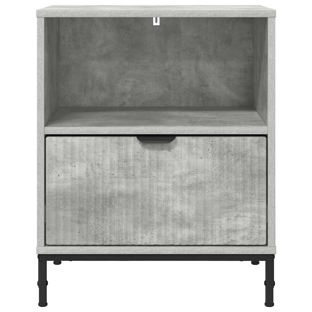 Armadio da Notte con cassetto Grigio cemento 49 x 36 x 61 cm