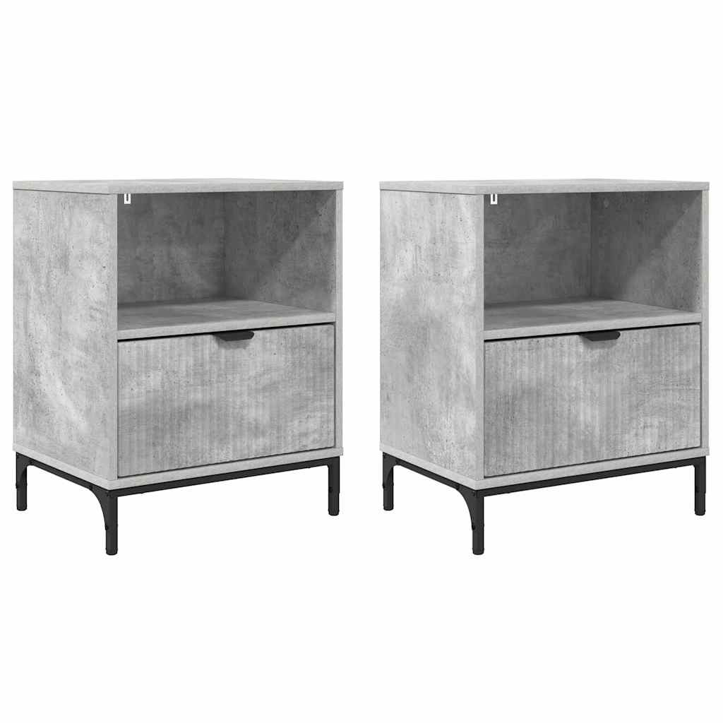 Armadio da Notte 2 pcs Grigio cemento 49 x 36 x 61 cm