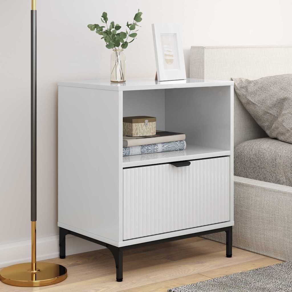 Armadio da Notte 2 pcs Bianco lucido 49 x 36 x 61 cm