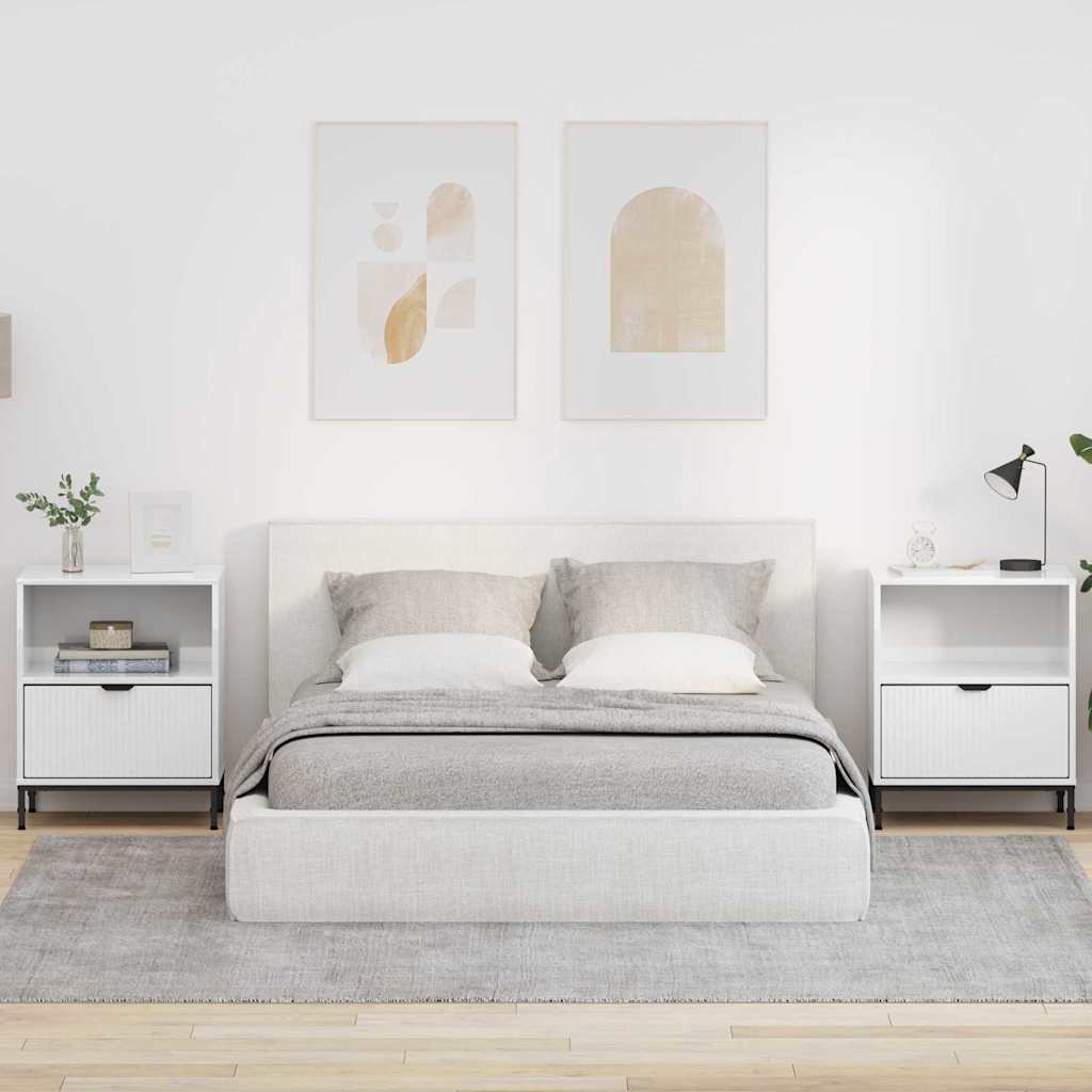 Armadio da Notte 2 pcs Bianco lucido 49 x 36 x 61 cm