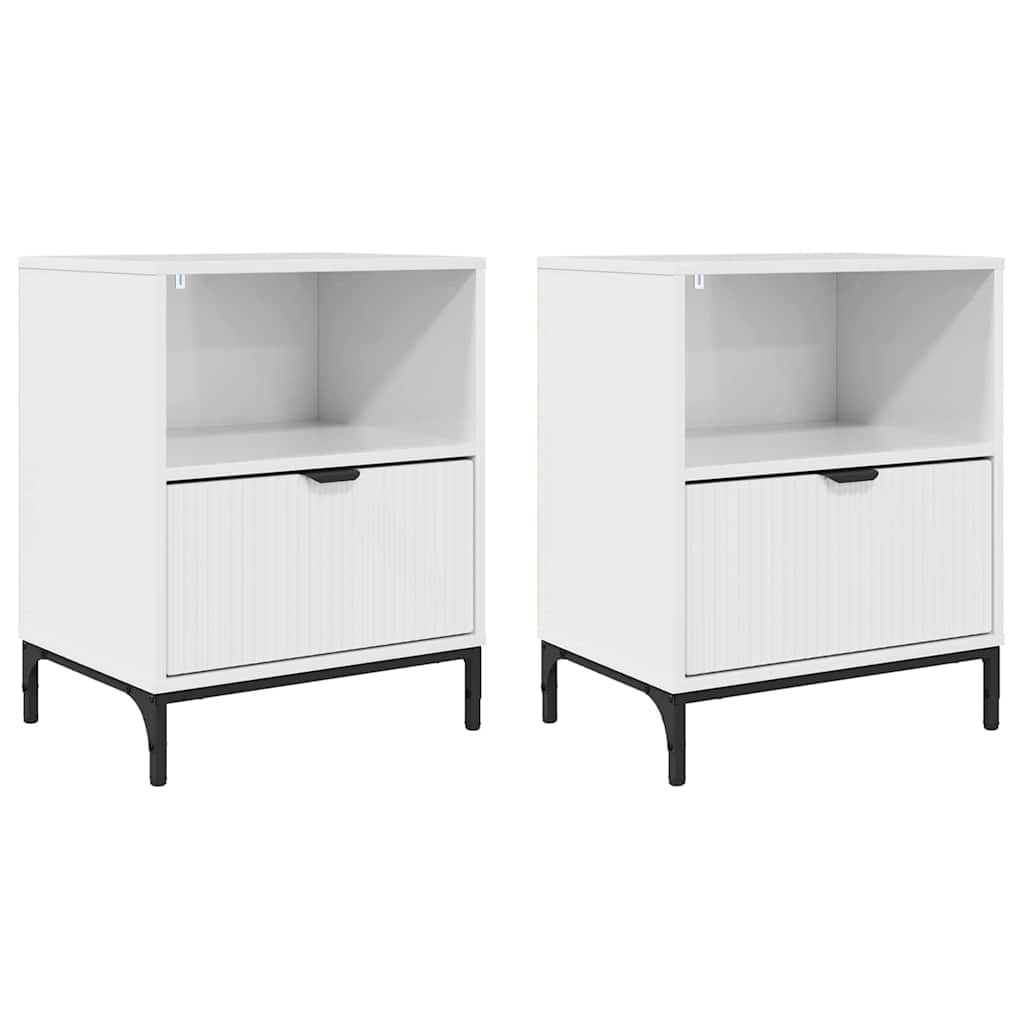 Armadio da Notte 2 pcs Bianco lucido 49 x 36 x 61 cm