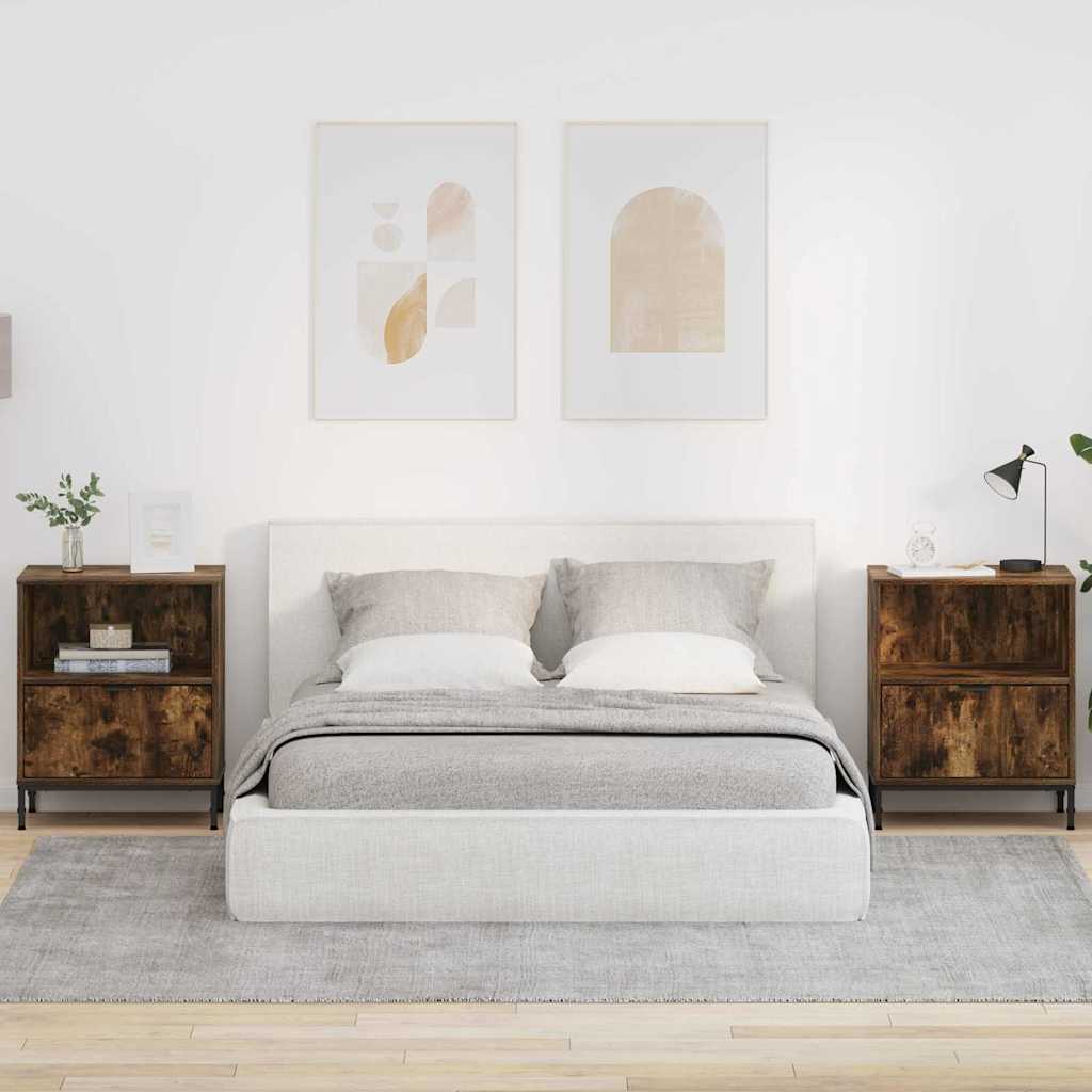 Armadio da Notte con cassetto 2 pcs Rovere fumo 49 x 36 x 61 cm