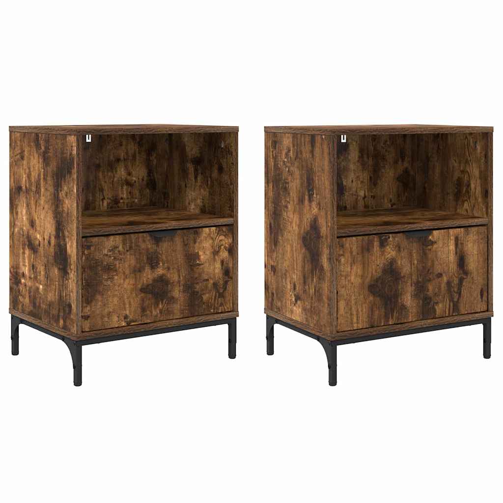 Armadio da Notte con cassetto 2 pcs Rovere fumo 49 x 36 x 61 cm