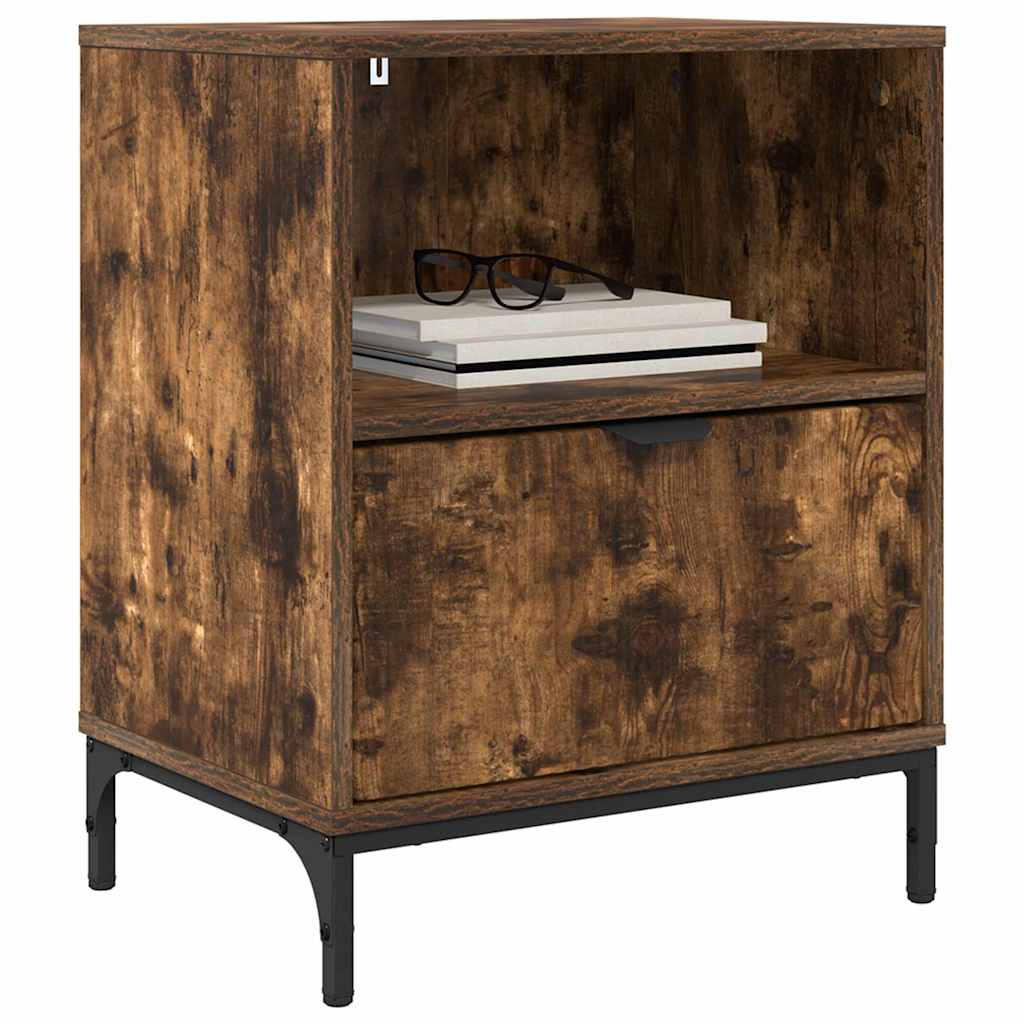 Armadio da Notte con cassetto 2 pcs Rovere fumo 49 x 36 x 61 cm