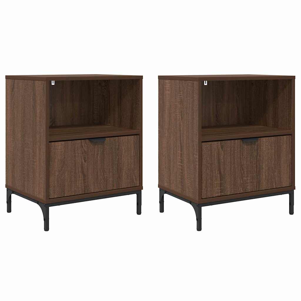 Armadio da Notte 2 pcs Rovere marrone 49 x 36 x 61 cm