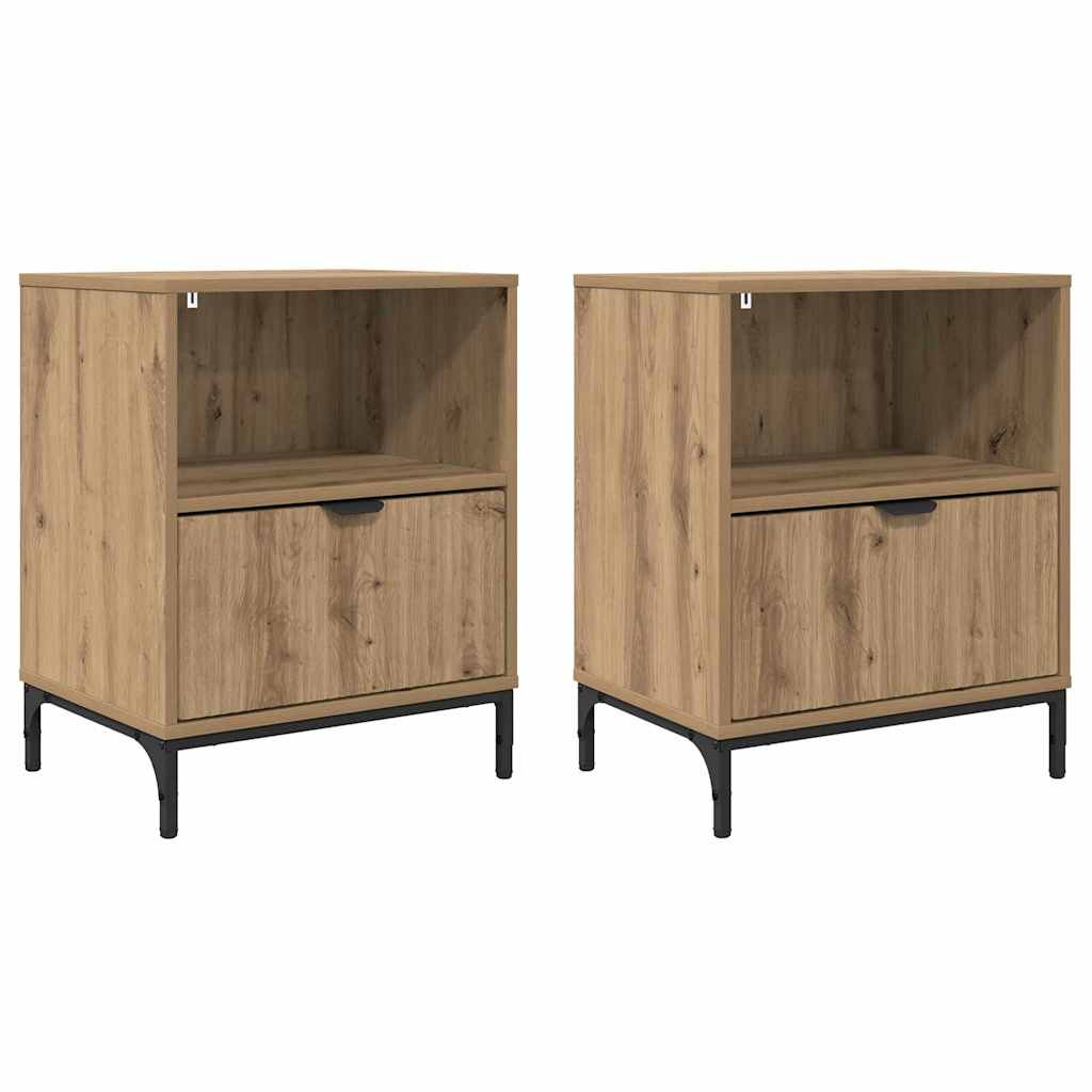 Armadio da Notte 2 pcs rovere artigianale 49 x 36 x 61 cm