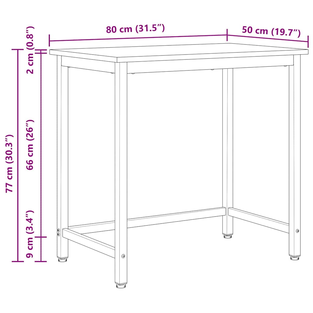 tavolo Bianco 80 x 50 x 77 cm Legno ingegnerizzato e acciaio