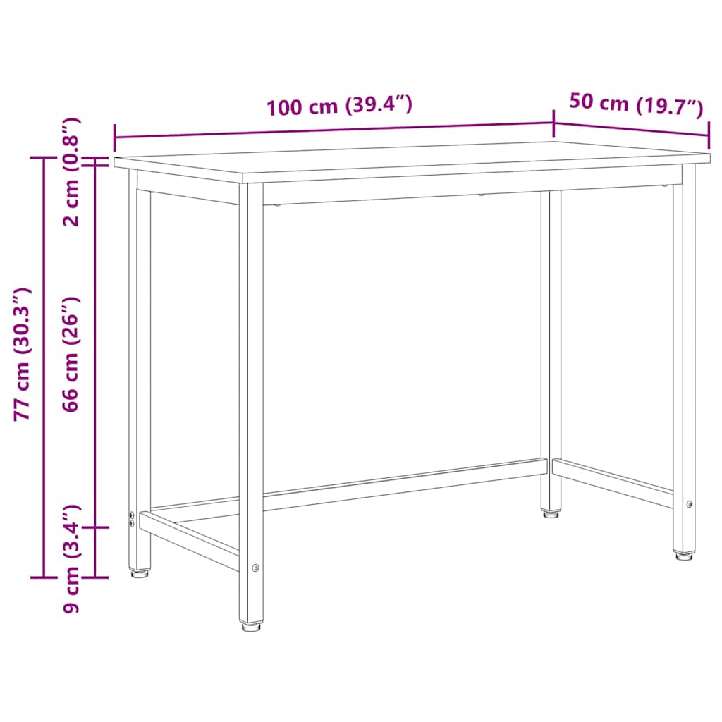 tavolo Bianco 100 x 50 x 77 cm Legno ingegnerizzato e acciaio