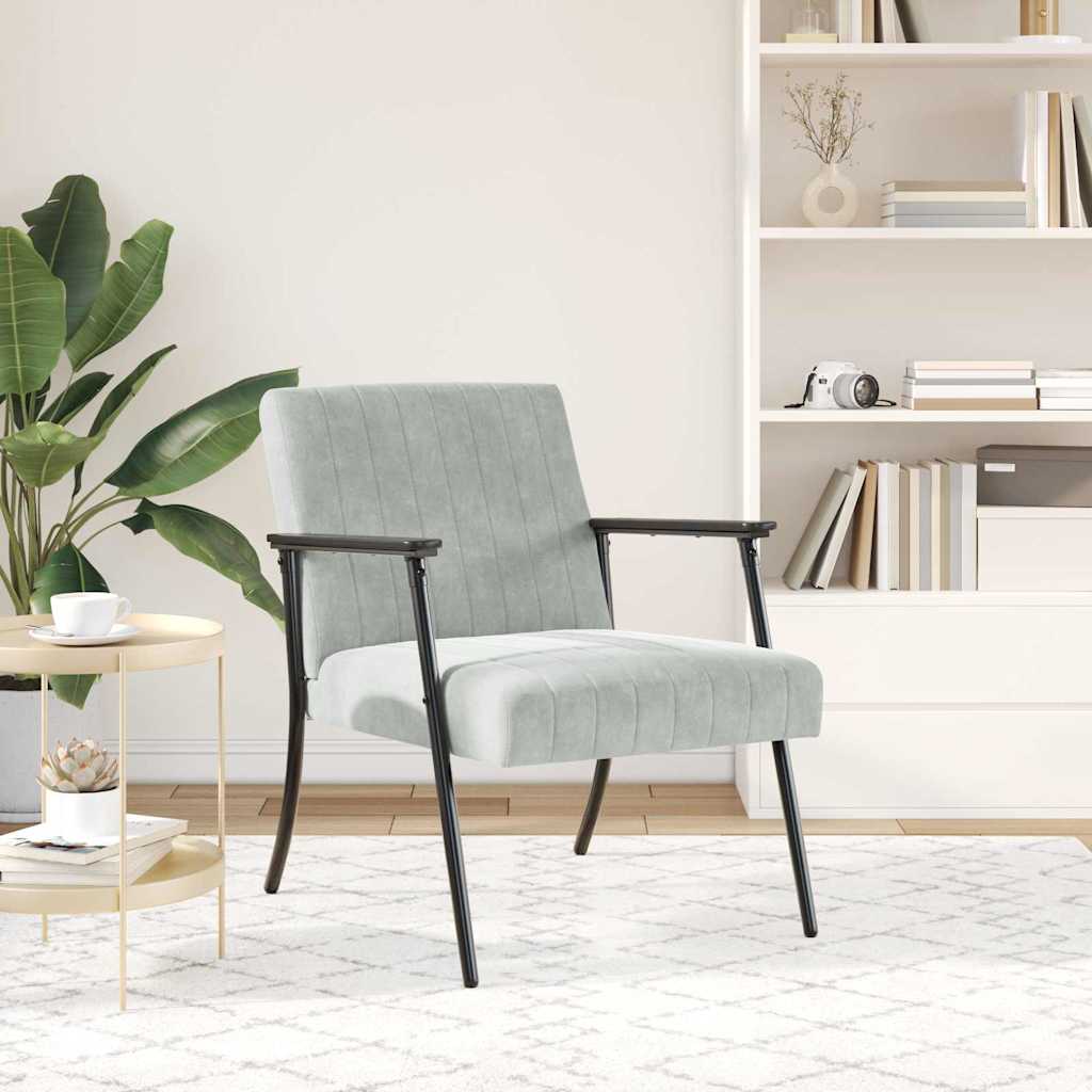 poltrona Grigio chiaro 59 x 75 x 78 cm Velluto