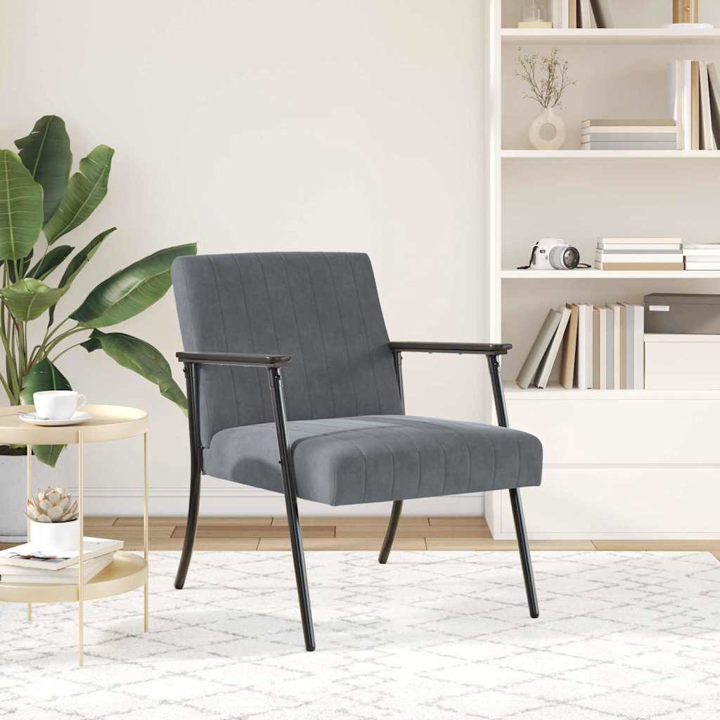 poltrona Grigio scuro 59 x 75 x 78 cm Velluto