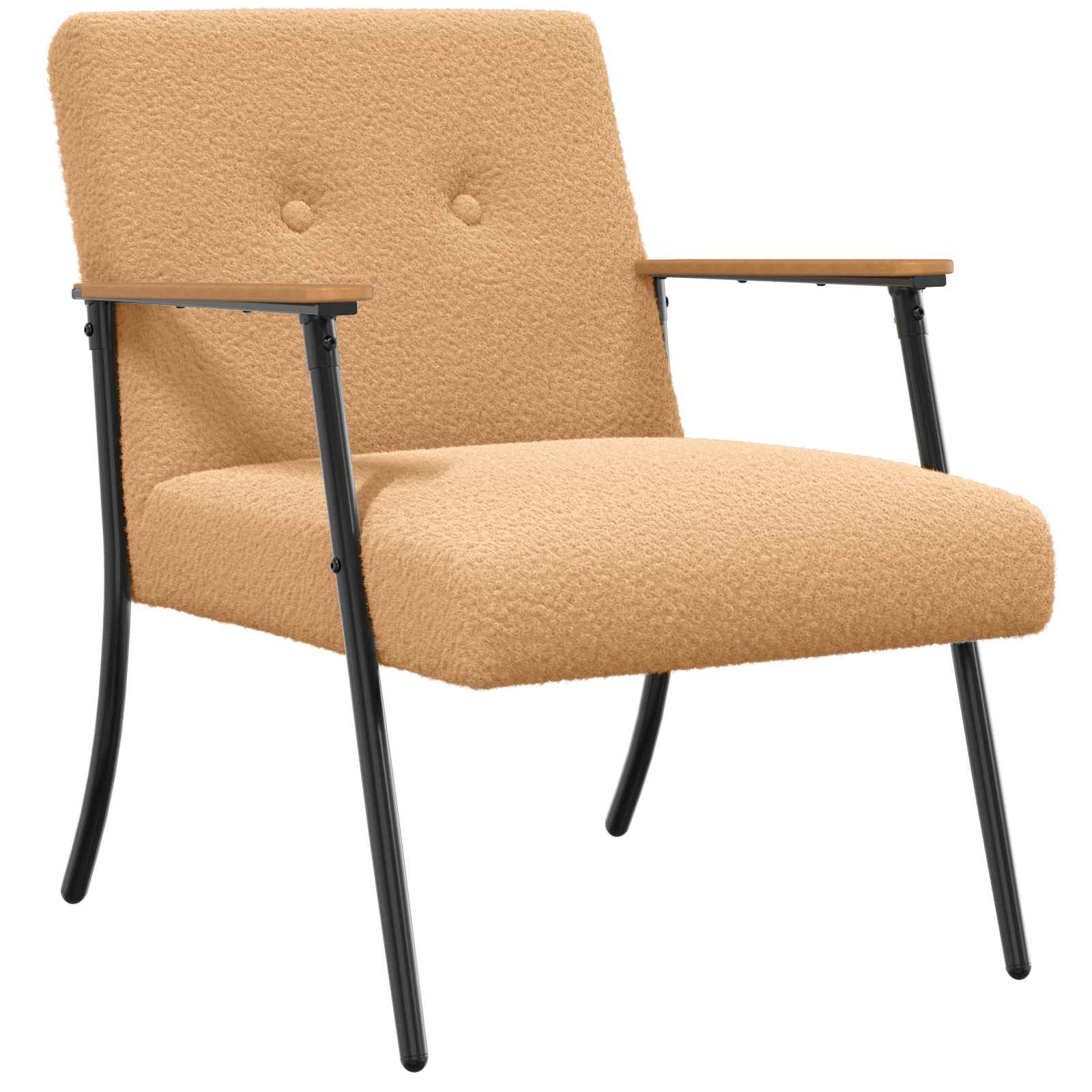 poltrona Beige Tessuto simile alla lana ricci
