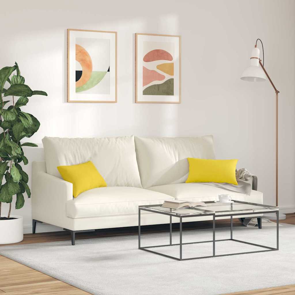 Cuscini da Divano 2 pcs Giallo Chiaro 50 x 30 cm Tessuto