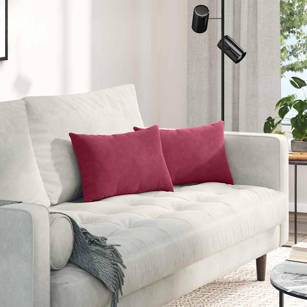 Cuscini da Divano 2 pcs Rosso vino 50 x 30 cm Tessuto in Cords