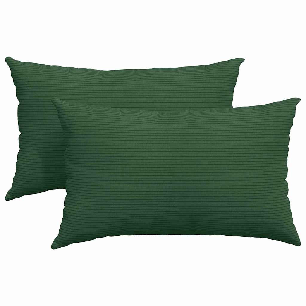 Cuscini da Divano 2 pcs Verde Scuro 50 x 30 cm Tessuto in Cords
