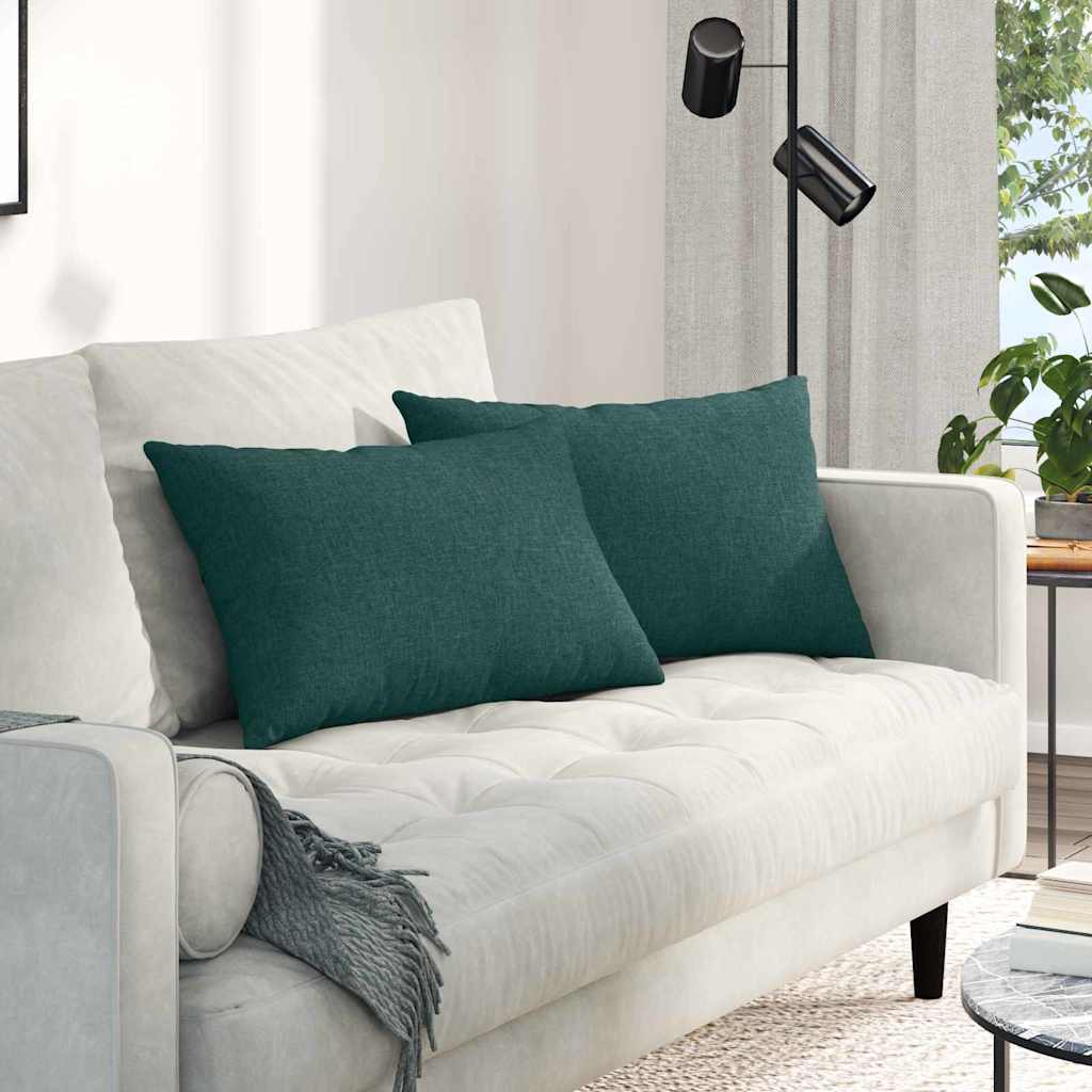Cuscini da Divano 2 pcs Verde Scuro 60 x 40 cm Tessuto