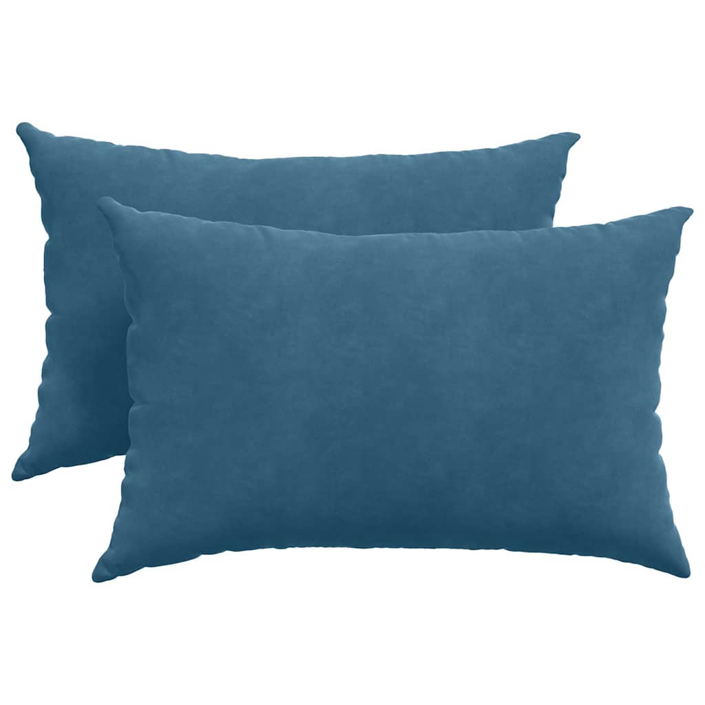 Cuscini da Divano 2 pcs Blu 60 x 40 cm Tessuto in Cords