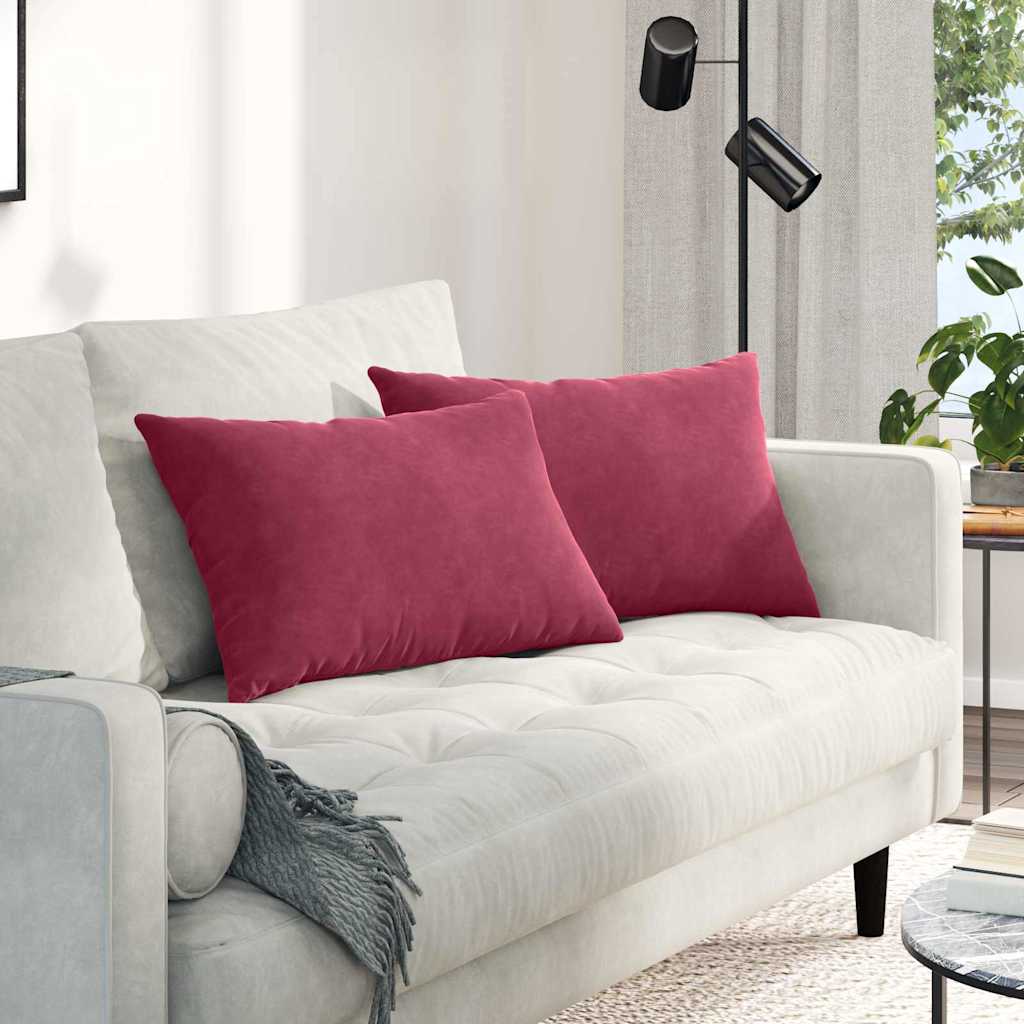 Cuscini da Divano 2 pcs Rosso Vino 60 x 40 cm Tessuto in Cords