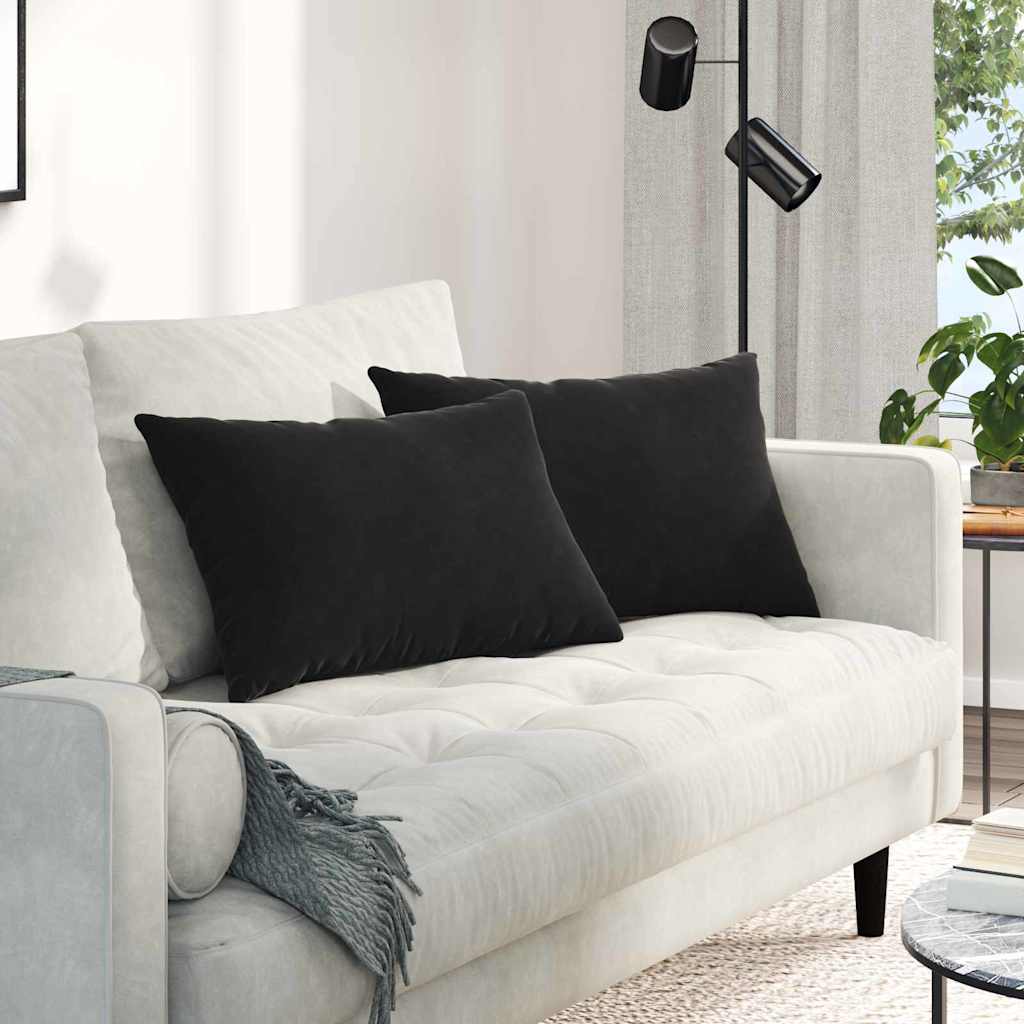 Cuscini da Divano 2 pcs Nero 60 x 40 cm Tessuto in Cords