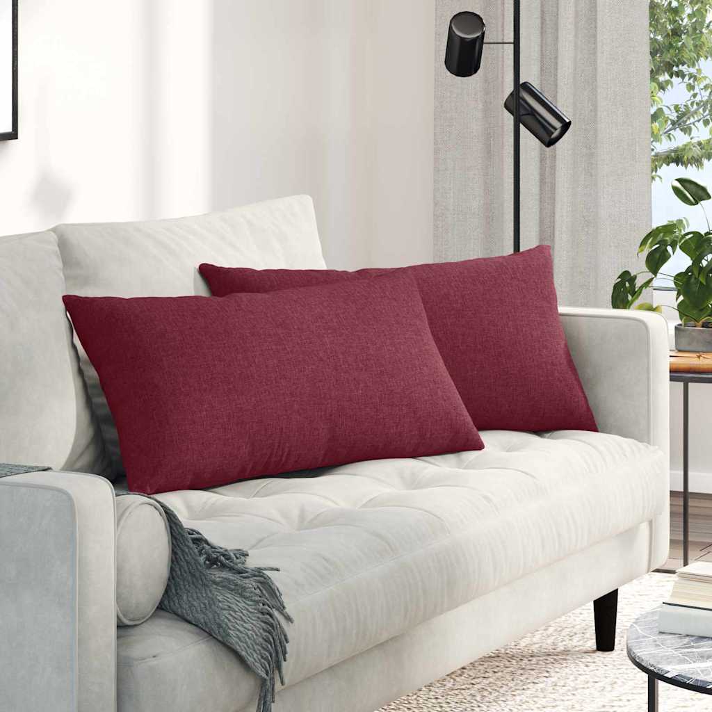 Cuscini da Divano 2 pcs Rosso Vino 80 x 40 cm Tessuto