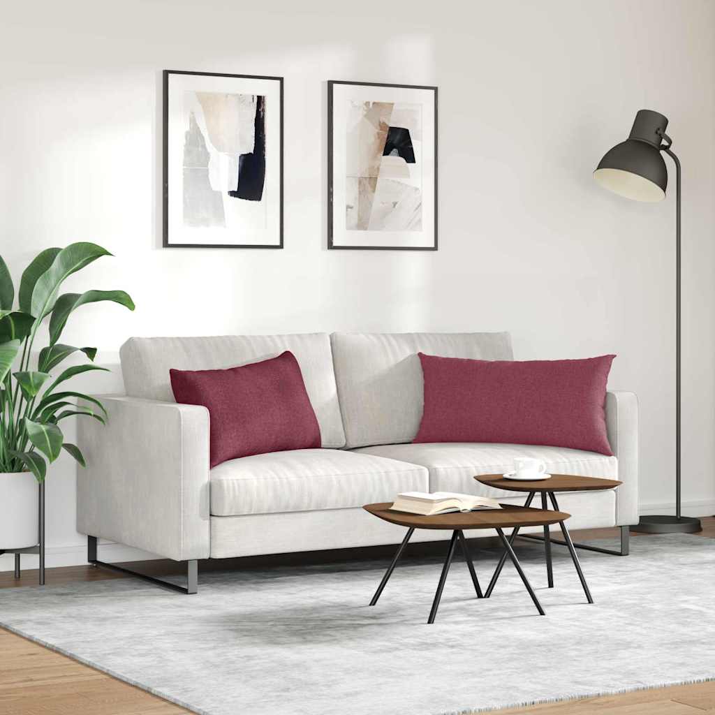 Cuscini da Divano 2 pcs Rosso Vino 80 x 40 cm Tessuto