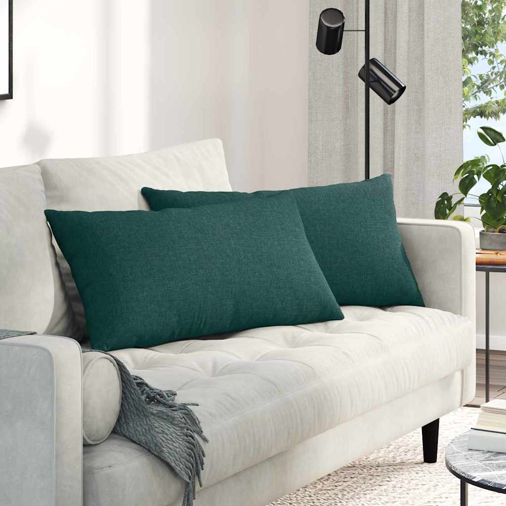 Cuscini da Divano 2 pcs Verde Scuro 80 x 40 cm Tessuto