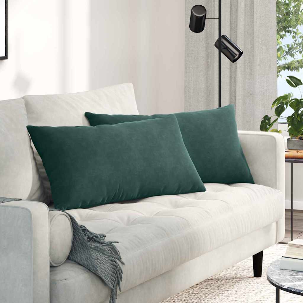 Cuscini da Divano 2 pcs Verde Scuro 80 x 40 cm Tessuto in Cords