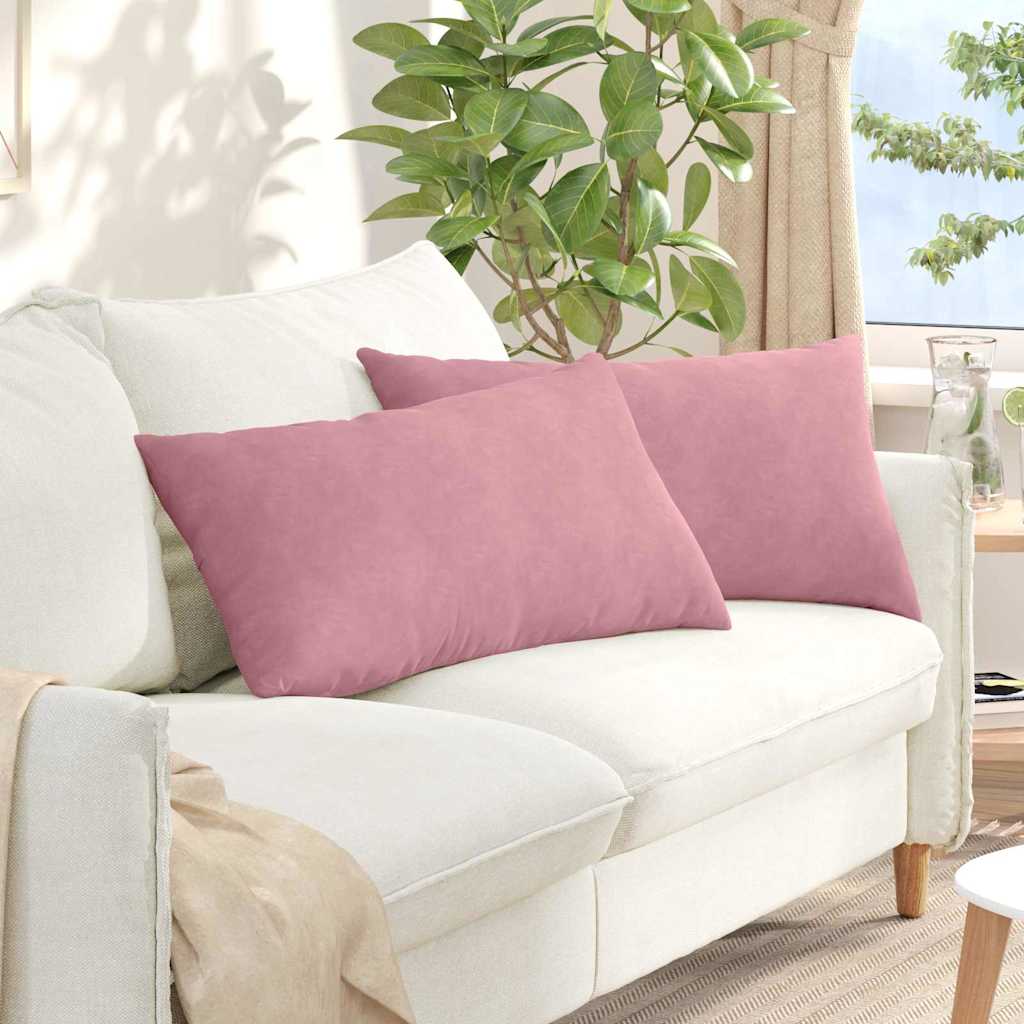 Cuscini da Divano 2 pcs Rosa 80 x 40 cm Tessuto in Cords