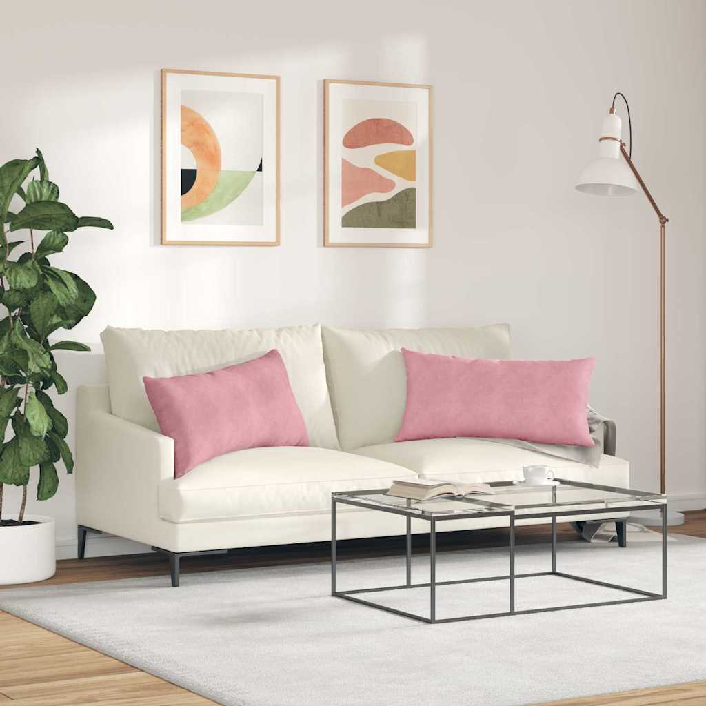 Cuscini da Divano 2 pcs Rosa 80 x 40 cm Tessuto in Cords