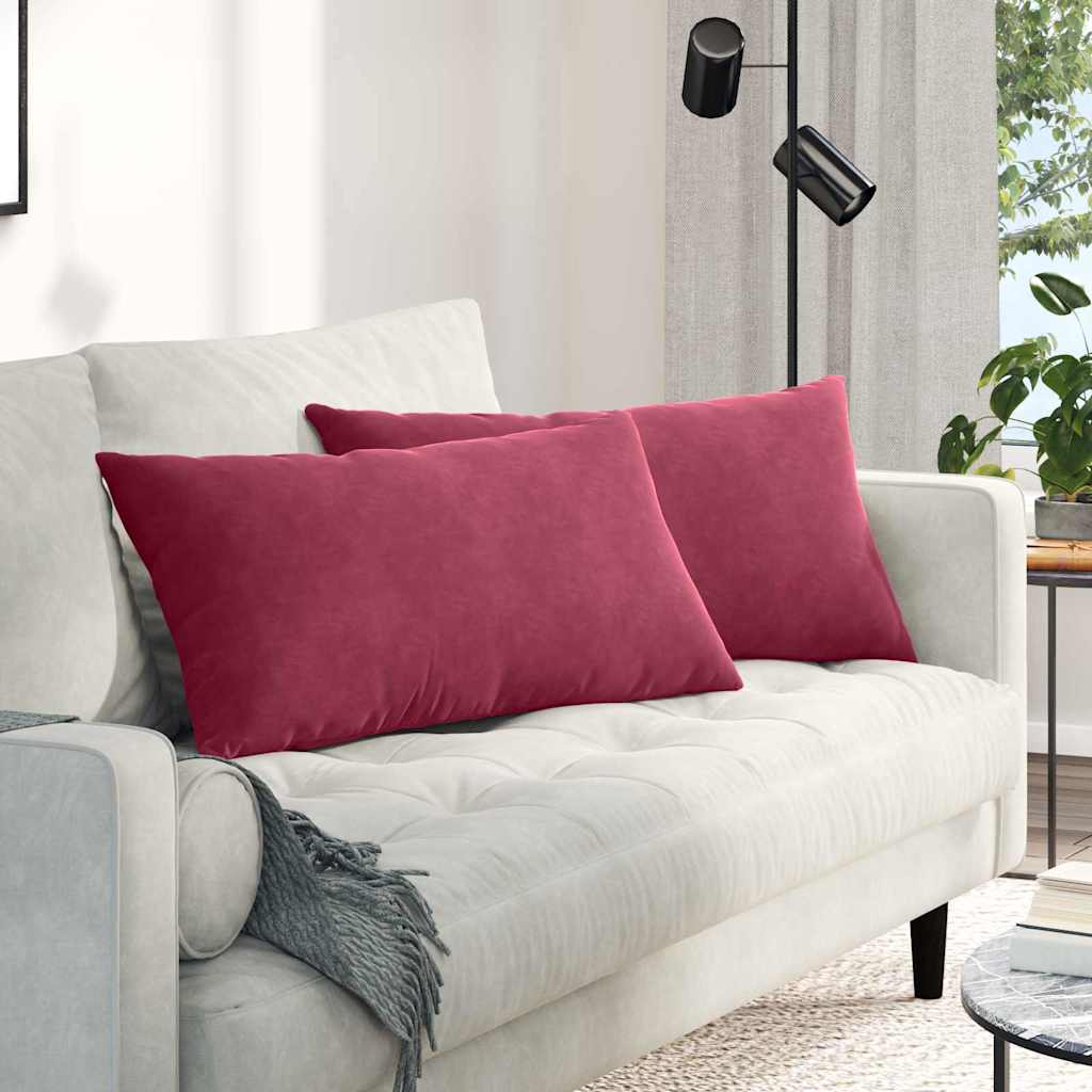 Cuscini da Divano 2 pcs Rosso Vino 80 x 40 cm Tessuto in Cords