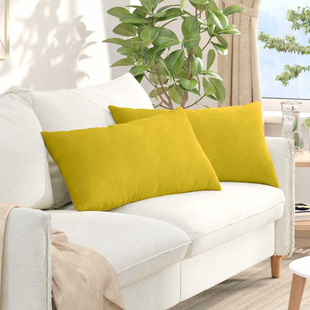 Cuscini da Divano 2 pcs Giallo 80 x 40 cm Tessuto in Cords