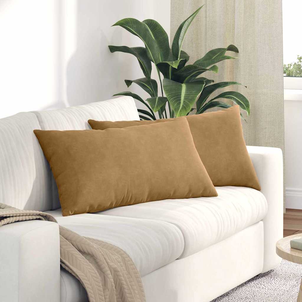 Cuscini da Divano 2 pcs Marrone 80 x 40 cm Tessuto in Cords