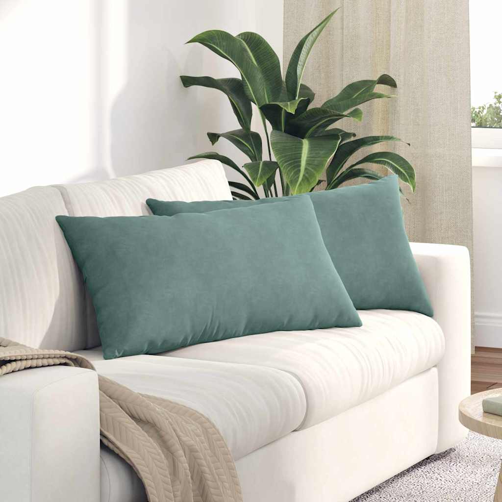 Cuscini da Divano 2 pcs Verde Mare 80 x 40 cm Tessuto in Cords