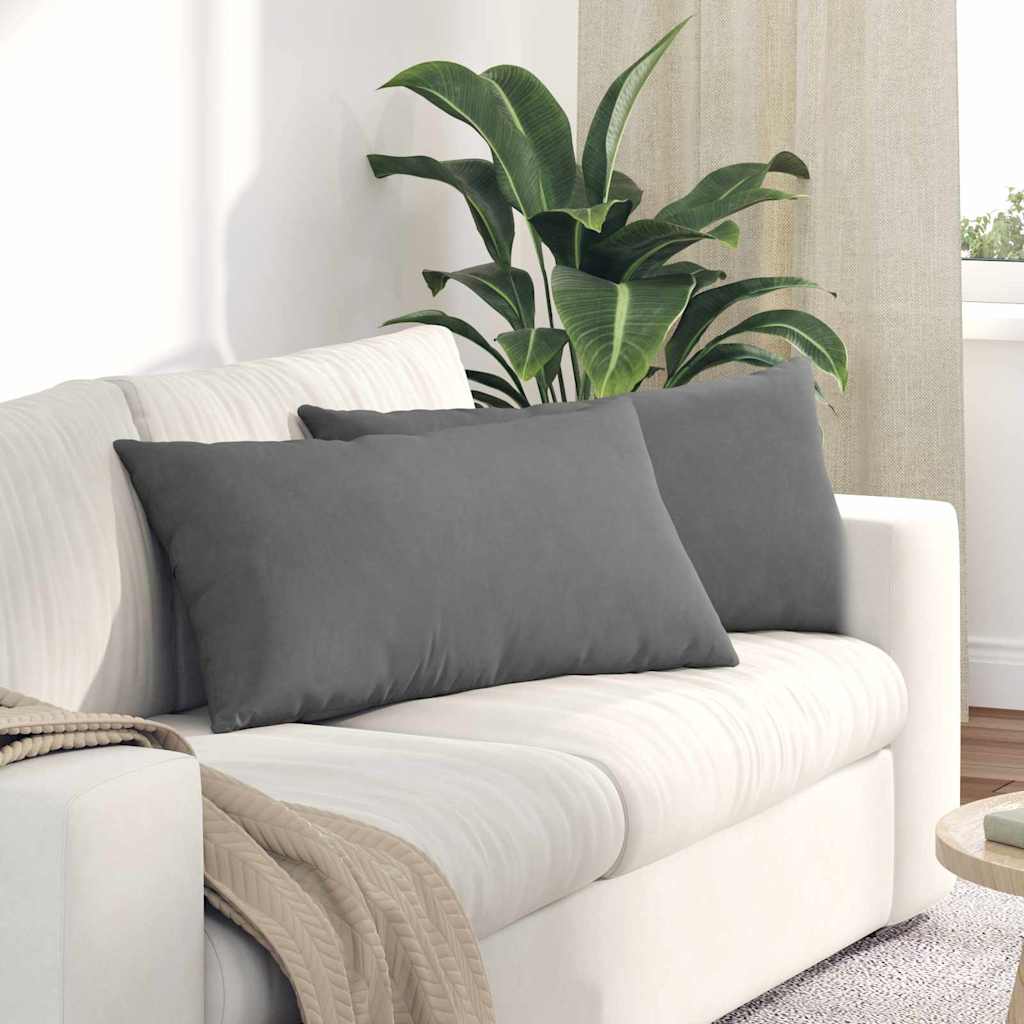 Cuscini da Divano 2 pcs Grigio scuro 80 x 40 cm Tessuto