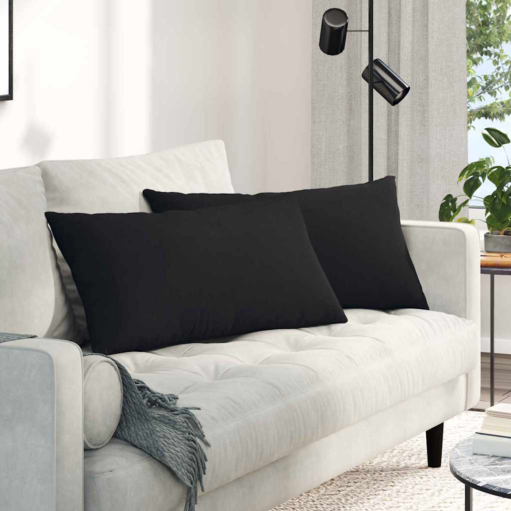 Cuscini da Divano 2 pcs Nero 80 x 40 cm Tessuto